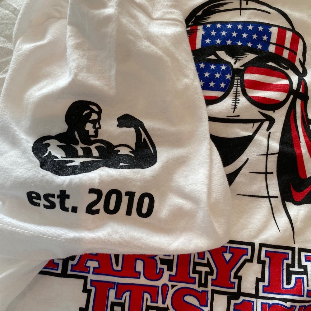 Mens Patriotic Graphic T-Shirt White Party Like Its 1776 Strength Large‎ - Picture 7 of 8